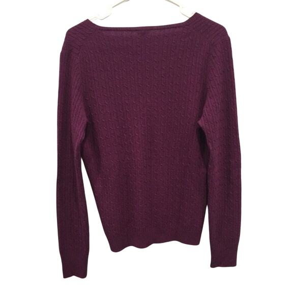 J.crew Womens Cable Knit V-Neck Sweater Size Medium Purple Preppy Classic Fall - Picture 4 of 6